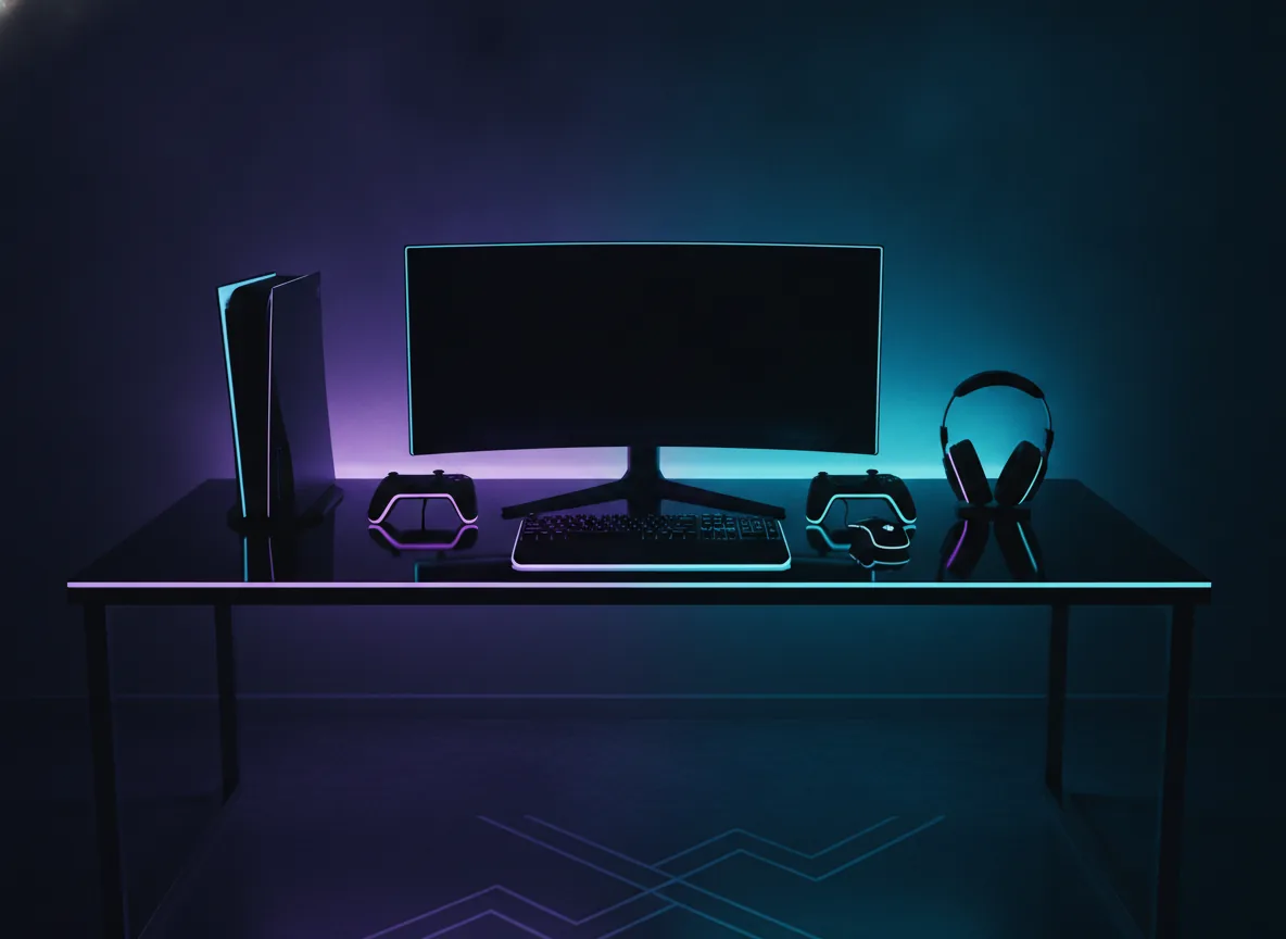 Sleek futuristic gaming aesthetic, energetic and premium mood,
