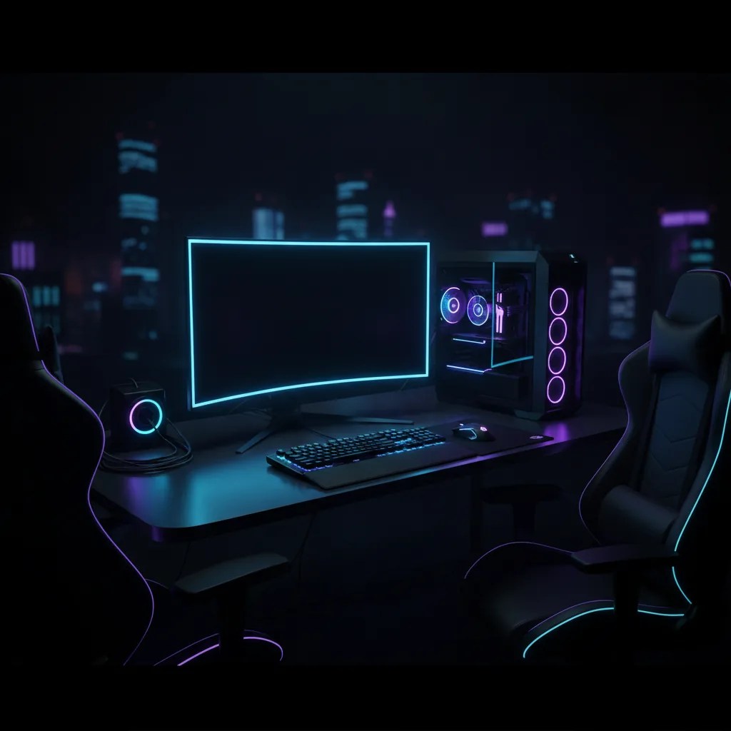Sleek futuristic gaming aesthetic, energetic and premium mood,